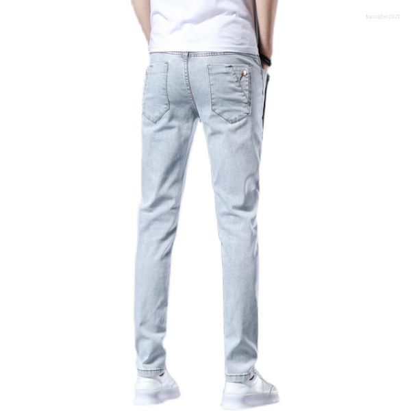 Pantaloni da uomo Retro Uomo Nero Grigio Blu Jeans Business Casual Stivali Tagliati Slim