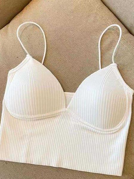 Kadın Tankları Camis 2023 Yeni Bayanlar Camisole İnce Fit Seksi Streç Push Sütyen ile Göğüs Pedleri Kırpılmış Göbek Kısa Tüp Üst V Yok Üstler Sıcak Satış P230519