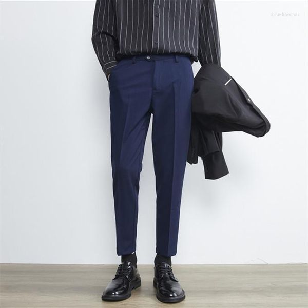 Erkekler Katı Yüksek Kaliteli Takım Pantolon Erkekler İş Resmi Giyim Pantolon 2023 İngiliz Tarzı Slim Casual Ofis Pants S19