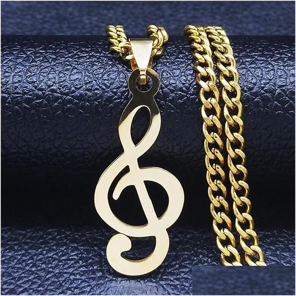 Colares pendentes Moda Música de aço inoxidável Nota pingentes para homens/mulheres Cadeia de judeu colarinho para mujer n1143s06Penda Drop de dhokd