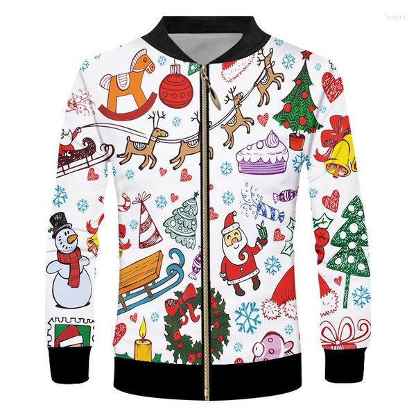 Мужские куртки IFPD размер ЕС 3D Печать на молнии рождественские элементы мужская женская Америка плюс смешная карикатура Рождественская вечеринка повседневное пальто