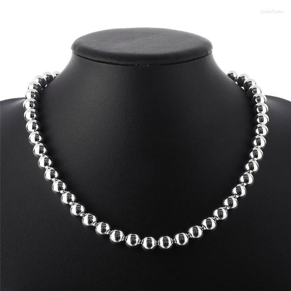 Ketten 10mm Silber Farbe Perlen Halskette Modeschmuck Ziemlich Niedlich Street Style Für Frau Gute Qualität Fabrik Outlet N097