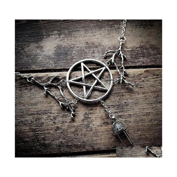 Colares pendentes góticos inspirados no pentagrama galhos de pedra colar witch punk jóias místicas charme de casamento mágica wiccan gif dh3dh