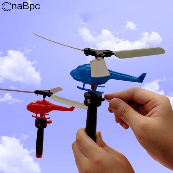 Diecast Modell Spaß Pull Line Hubschrauber Spielzeug Kordelzug Flugzeug Outdoor Spiel Ziehen Seil Start Spielzeug Bambus Libelle Kinder Geschenk 230518