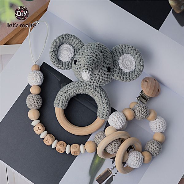 Гремучие мобильные телефоны детские игрушки 1Set Crochet Amigurumi Слон Сова Стзет колокол Custom Born Pacifier Clip Montessori Toy Educations 230518