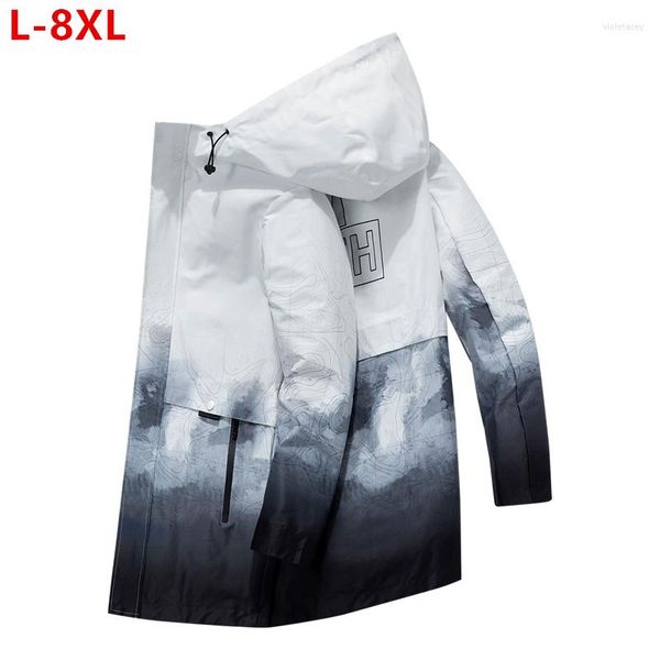 Trench da uomo Ragazzi Felpa con cappuccio Plus Size 6XL 7XL 8XL Lungo sciolto Uomo Primavera Autunno Gradiente Adolescente Giacca da uomo Capispalla Uomo