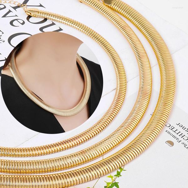 Ketten Chic Textur Metall Dicke Kragen Halskette Für Frauen Übertrieben Gold Farbe Breite Große Kette Choker Halsketten Party Schmuck Geschenke