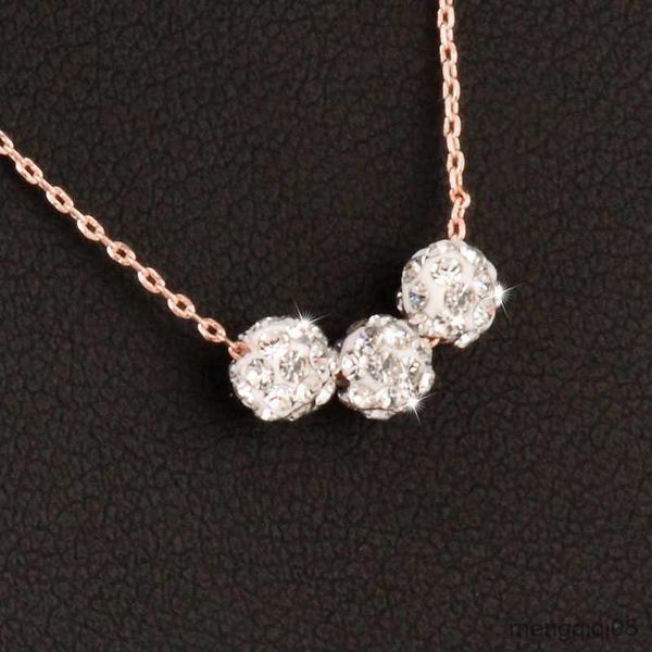 Collana con sfera di cristallo rotante per donna in oro rosa color argento con girocollo catena gioielli per feste accessori da sposa SSB