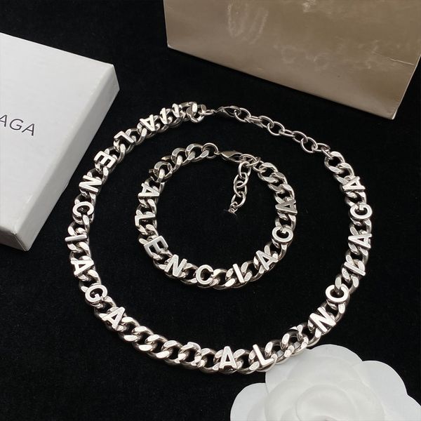 Designer 925 silver Cuban chain necklace bracelet set Pendant necklace minimalist version of luxury women's jewellery