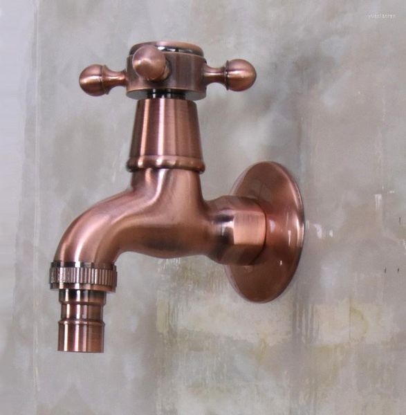 Torneiras de pia do banheiro Antigo Red Copper Brass Máquina de lavagem cruzada Torda de água fria FAUCET AAV301