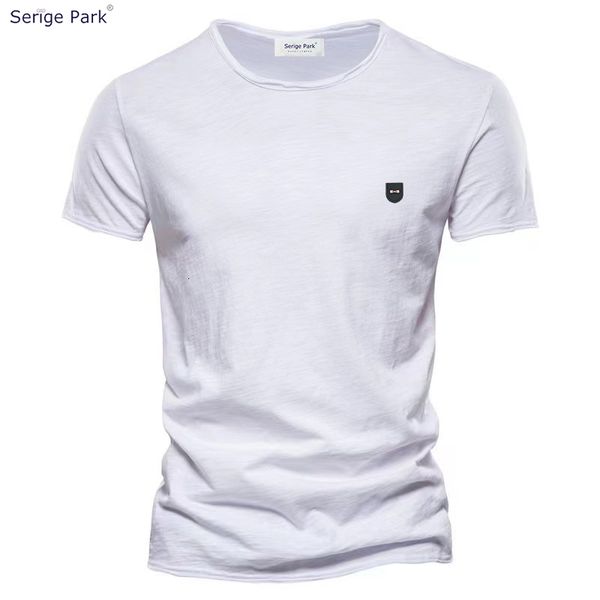 Herren T-Shirts Serige Park Sommerpullover Gartenhals Kurzarm Herren Luxus Schleife T-Shirt Herren Reine Baumwolle Eden Casual Simple Top 230520