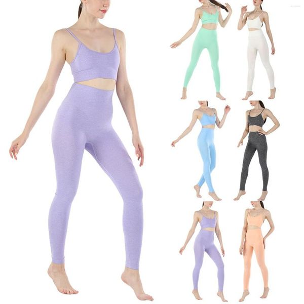 Calça ativa trepora sólida feminina leggings de cintura alta yoga harém feminino vestido de fenda