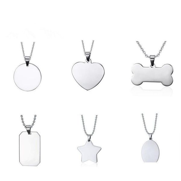 Collane con ciondolo Moda in acciaio inossidabile per donne e uomini Creativo Bone Star a forma di cuore Collana con piastrina per cani in bianco Regali di gioielli Dro Dhezr