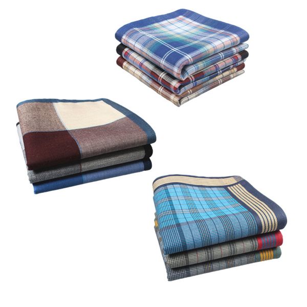 Fazzoletti Uomo 100 Cotone Vintage Giacca Tasca Tessuto Piazza Plaid Uomo Vestito Fazzoletto Sweatabsorbent Alta qualità 43 cm 230519