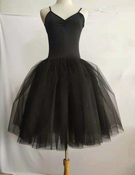 Roupas de dança branca preta cisne cisne ballet para mulheres adultas sem mangas com mangas de volta para o Tutu Ginástica Longa de Tutu para meninas 230520