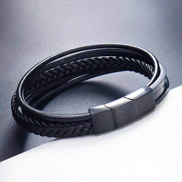 Braccialetti da tennis Bracciale da uomo di moda di strada europea e americana Corda di cuoio prepotente semplice