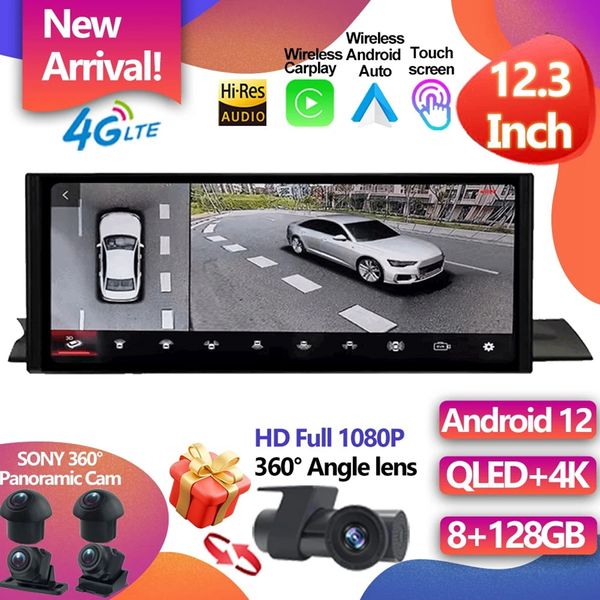 Per Audi A4 A5 S4 S5 A4L B8 2017 - 2020 12.3 pollici Android 12 Car Stereo Multimedia Radio StereoPlayer Navigazione GPS 4G LTE WIFI-2