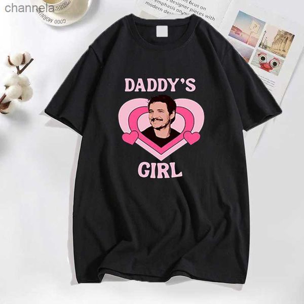 T-shirt da uomo T-shirt Pedro Pascal Graphic Funny Daddys Girl T Shirt Cotton Pedro Valentines Day Tees Casual Short Sleeve Streetwear 90s