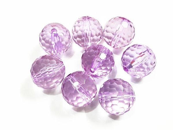 Perline 12 mm 480 pezzi/borsa 20 mm 105 pezzi/borsa Acrilico trasparente viola chiaro Perline con molte sfaccettature