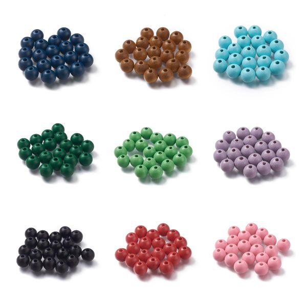 Crystal 400 Stück 14 Farben 16 mm runde Holzperlen bemalt Naturholz lose Perlen für Schmuckherstellung DIY Armbänder Halskette Zubehör