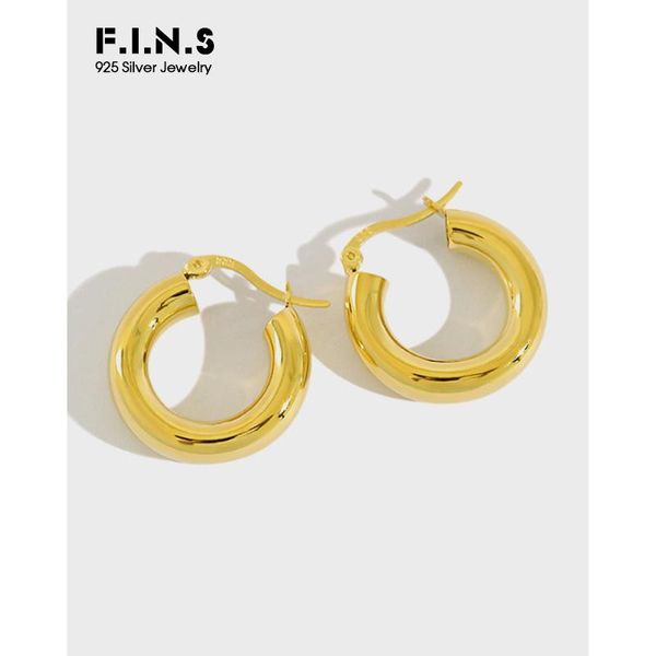 Orecchini F.I.N.S Gioielli minimalisti Orecchini in argento sterling S925 Orecchini a tubo tondo a cerchio Orecchini a cerchio piccoli femminili per le donne