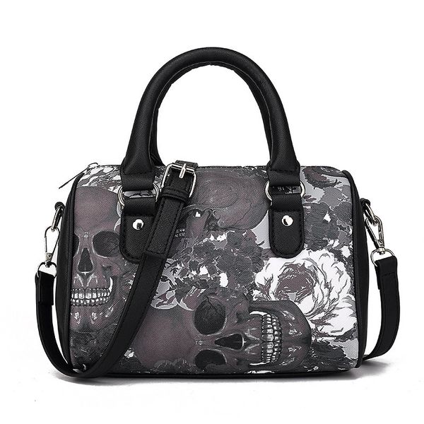 Bolsas de cintura XIUYA Bolsas góticas para mulheres 2023 Spring Skull Princk Messenger Messenger Street Pu Leather Fashion Lady Y2K Boston 23519