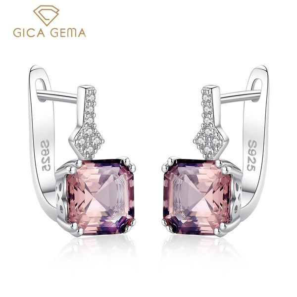 Orecchini Gica Gema 925 Sterling Sparking Orecchini a bottone da sposa per le donne Moda creata Morganite Gemstone Party Gioielleria raffinata all'ingrosso