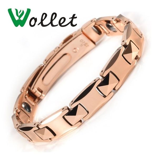 Braccialetto Wollet Gioielli 99,999% Germanio Assistenza sanitaria Bracciale magnetico al tungsteno r Uomo Chiusura per orologio curativo con ematite color oro rosa