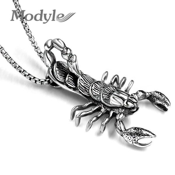 Anhänger Halsketten Modyle Silberfarbener Schmuck Die Edelstahl-Skorpion-Halskette für männliche Freundparty