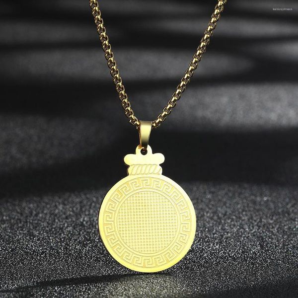 Anhänger Halsketten QIAMNI Edelstahl Mode Dollar Zeichen Geld Amulett Tasche Anhänger Halskette Für Frauen Männer Gold Farbe Kette Choker