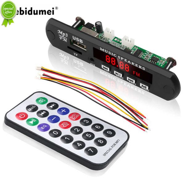 Novo kebidu 5v 12V no Bluetooth mp3 wma wav decodificador placa mp3 player carr áudio USB TF FM Módulo de rádio com controle remoto para carro