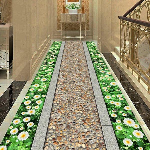 Teppiche 3D -bedruckte Fläche Teppiche Anti -Slip -Schlafzimmer Teppichboden Teppich spielen Mat Kids Room Kopfsteinpflaster und zum Leben
