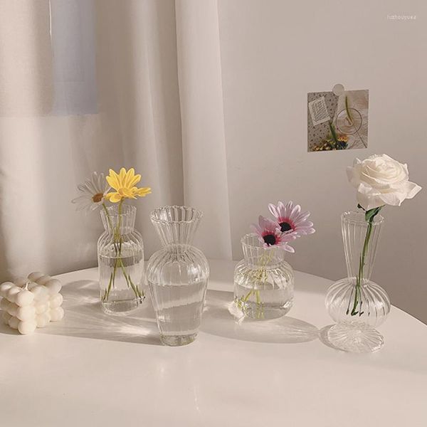 Вазы скандинавской минималистской вазы Прозрачное стекло для растительного цветочного горшка Гидропонное террариум расположение