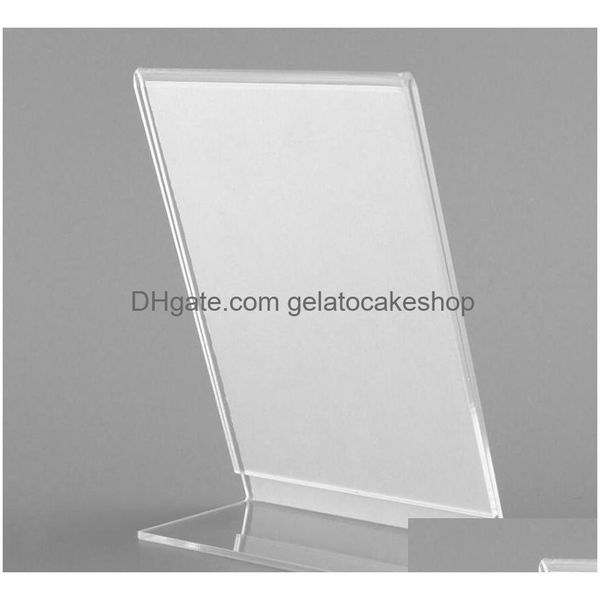 Altro Cucina Sala da pranzo Bar 100Pcs Ufficio Acrilico A6 Display Espositori per volantini Bancone in plastica per Mes Board Menu Holder Business Poste Dhwtd