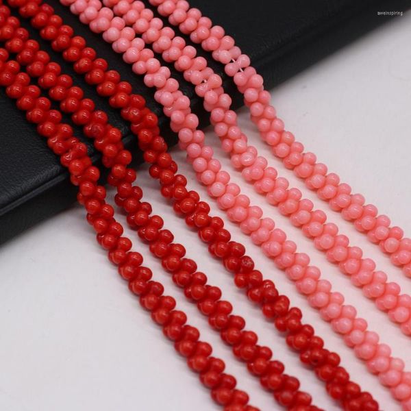 Perline distanziatore allentato di colore rosso a forma di fiore di corallo naturale perline per gioielli che fanno accessori per collana braccialetto fai da te