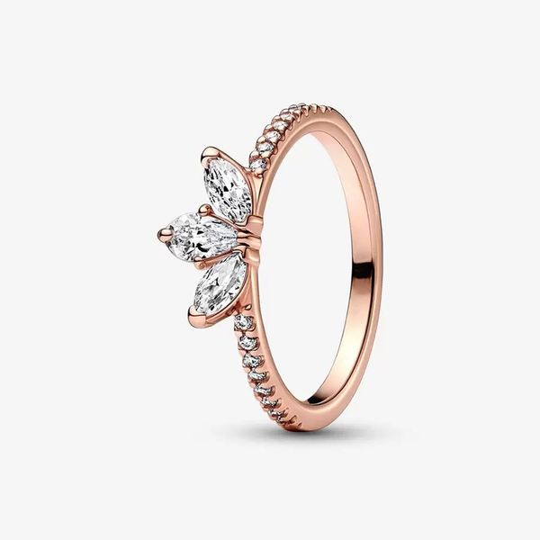 Funkelnder Herbarium-Clusterring für Pandora, Partyringe aus 18 Karat Roségold, Designer-Schmuck für Frauen, Schwestern, Geschenk, Kristalldiamant-Ehering mit Originalverpackung