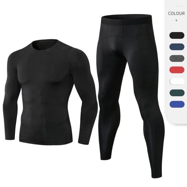 Calça ativa Men's Sring de fitness de secagem rápida Treinamento elástico de alto treinamento de calças de manga comprida