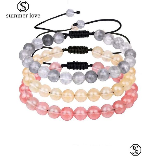 Arrivo in rilievo 8 mm Nature Stone Perle Bracciale per donne dimensioni regolabili a valle intrecciate intrecciate gioielli drop drop drop reggisella reggisella dht1t