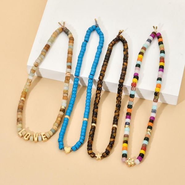 Halsketten Zmzy Vintage Steinkristallschmuck Bohemian Perlen Strand Herz Halsketten für Frauen Statement Halskette Schmuck Geschenk Großhandel Großhandel