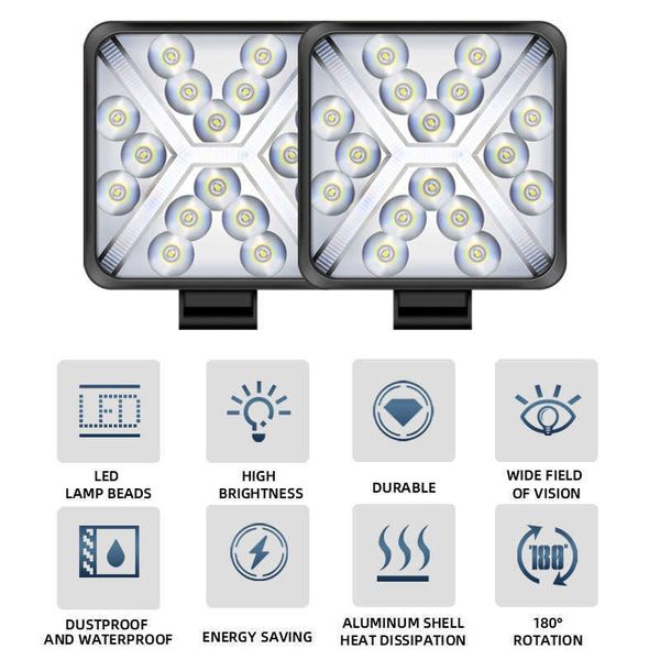 Автомобиль 1 пара 48 Вт световая панель прожектор светодиодный рабочий свет бар автомобиль для трактора внедорожник грузовик вождение противотуманные фары 3030 светодиодные 16md светодиодные фонари для транспортных средств