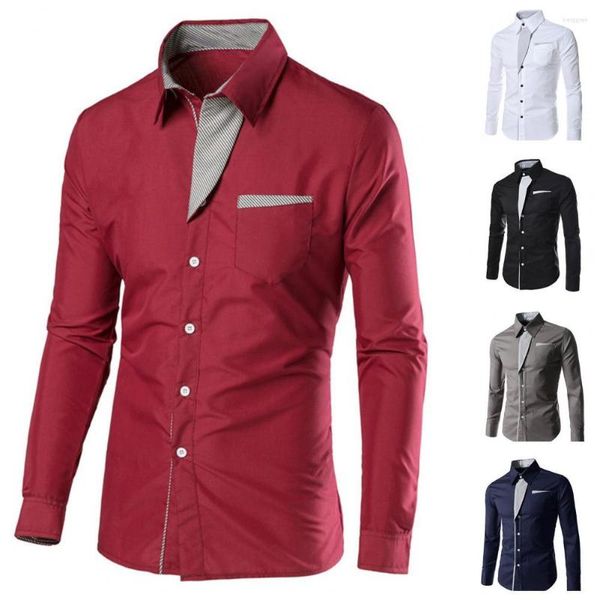 Мужские платье рубашки офисная одежда мягкая оборотная воротничка стильная контрастная уличная одежда для топ -цвета мужской мужской осенняя рубашка блок зима