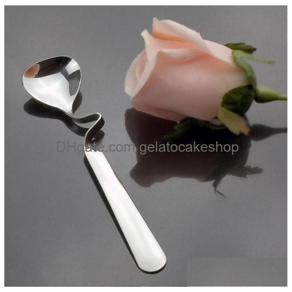 Cucchiaio da caffè Tè Miele Scoop Bevanda Adorabile Cucchiaio curvo con manico ritorto in acciaio inossidabile U Cucchiai per marmellata Drop Delivery Home Garden Kitc Dhrpb