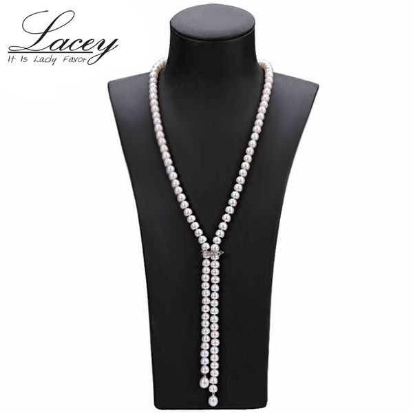 Collane con ciondolo Collana di perle lunghe coltivate per le donne Collana di perle d'acqua dolce genuina al 100% Gioielli di moda Accessori di stoffa regalo 230519