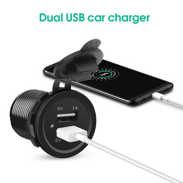 Carro carro duplo usb 5v 3.1a 12v carregador de carro com painel led à prova dwaterproof água adaptador energia tomada para veículo barco caminhão motocicleta