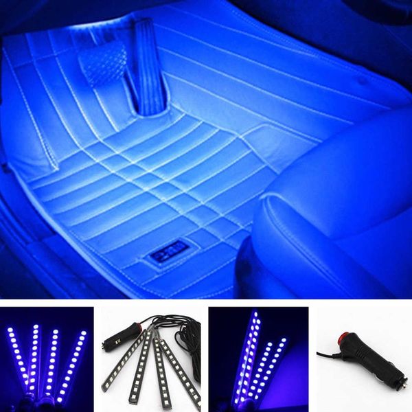 Carro led barra interior do carro backlight ambiente ambiente pé luz com isqueiro atmosfera decorativa lâmpada acessórios de automóvel 12v