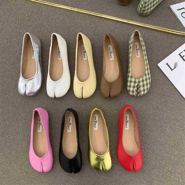 Slipper Bailamo Women Flat 2023 New Summer Fashion Split Toe Ballerine Slip su Ballerina Mocassino morbido stile coreano 220622