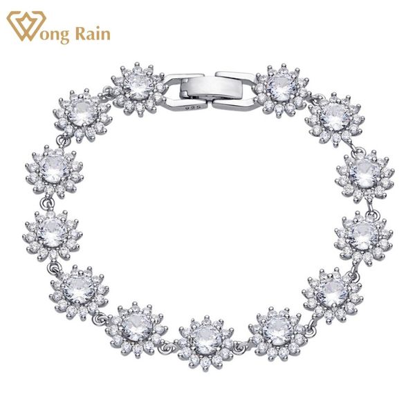 Armreifen Wong Rain 925 Sterling Silber Blume Erstellt Moissanit Diamanten Edelstein Frauen Armband Hochzeit Party Edlen Schmuck Großhandel