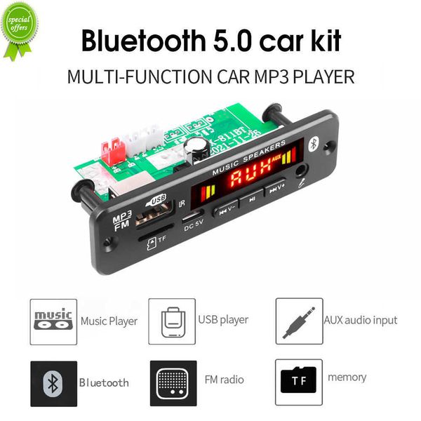 Novo carro de decodificador de decodificador MP3 de 12V Bluetooth Kit de rádio FM amplificador de energia 2*20W USB TF Suporte Karaokê sem fio HandsFree Music Player Player