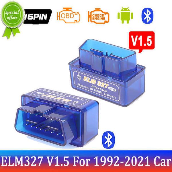 New Bluetooth Elm327 Auto V1.5 OBD2 Código do scanner Reader Tool Tool Ferramenta de diagnóstico Mini inter face