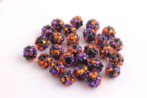 Kristall Kwoi Vita 12mm 20mm schwarz orange lila Konfetti Farbe Chunky Harz Strass Perlen Kugel für Kinder Schmuck